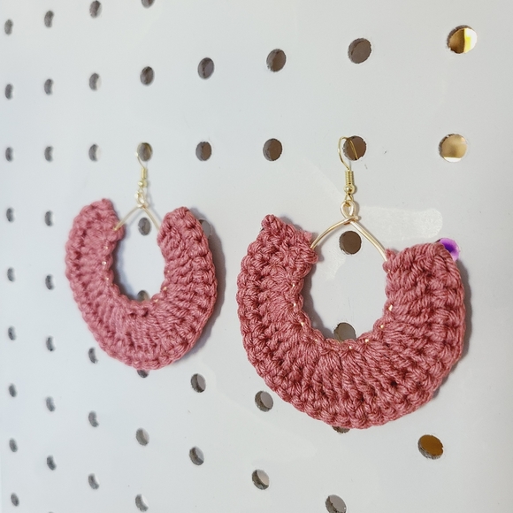 VENICE crochet fan dangle hook earrings boho - Picture 3 of 10